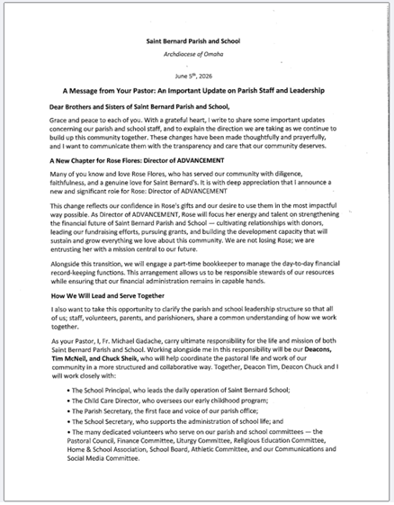 Announcement - Rose as Dir of Advancement Announcement Screenshot